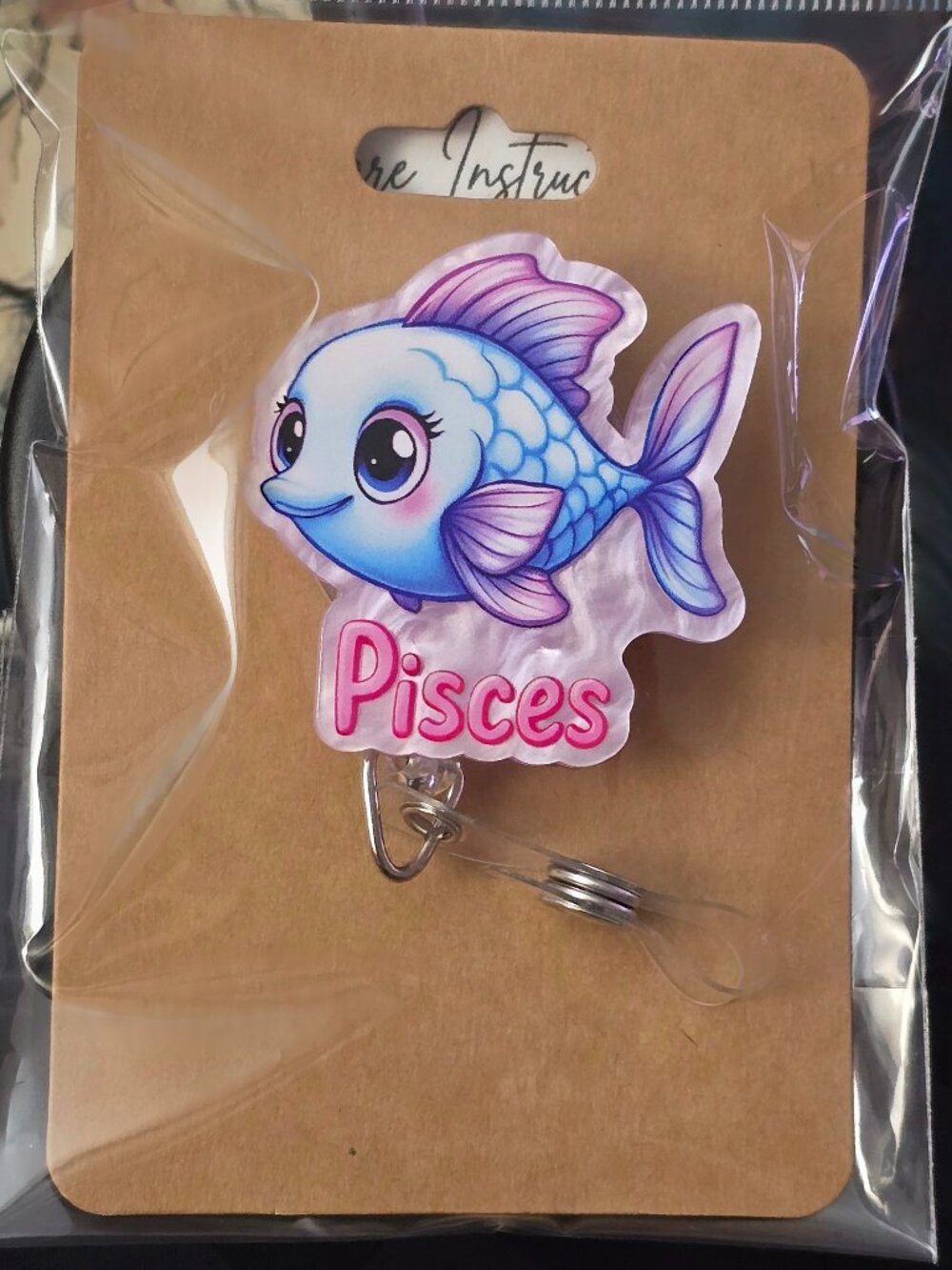 Pisces Zodiac Novelty Acrylic Badge Reel ID Holder